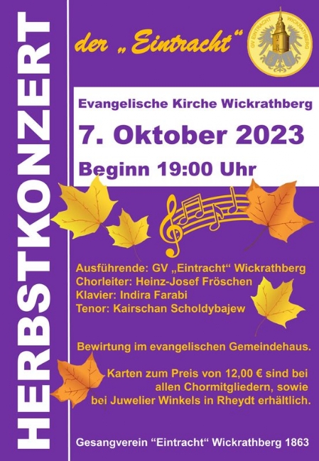 Flyer für das Herbstkonzert der Eintracht am 07.10.2023