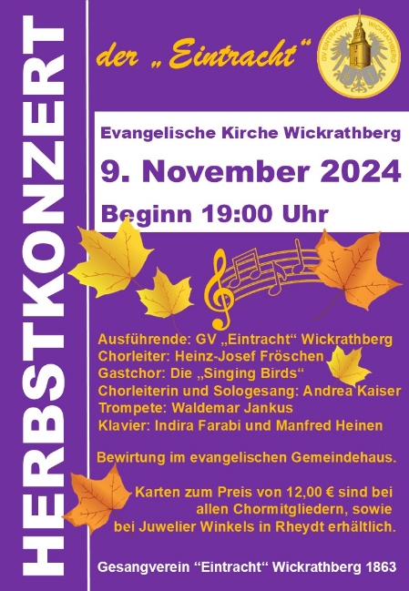 Plakat zum Herbstkonzert 2024 der Eintracht Plakat zum Herbstkonzert 2024 der Eintracht
